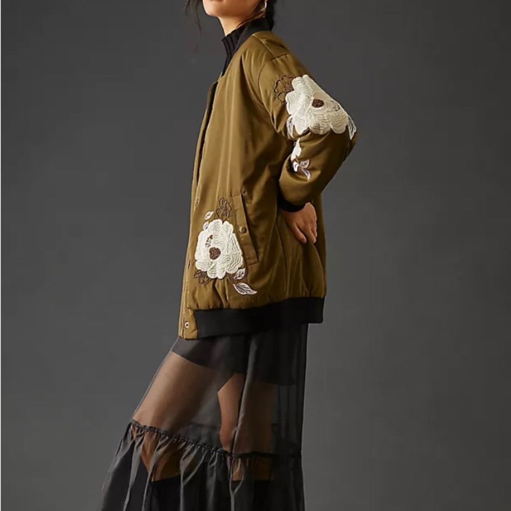 Anthropologie Olive Green Bomber Jacket - Women's